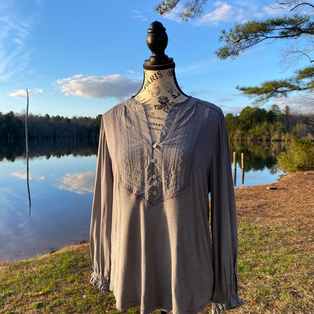Democracy ,Medium ,Henley Shirt, top, blouse, blue gray color, NWTags!!